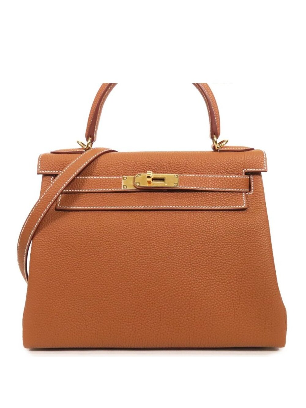 Hermes Kelly 28 Gold Togo Retourne 2-Way Shoulder Bag
